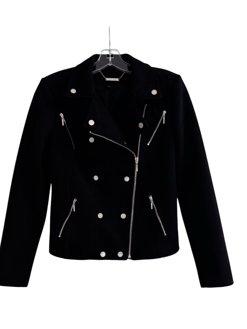 WHBM Vegan Ultra Suede Black Moto Jacket Size 6 EUC - Picture 4 of 15